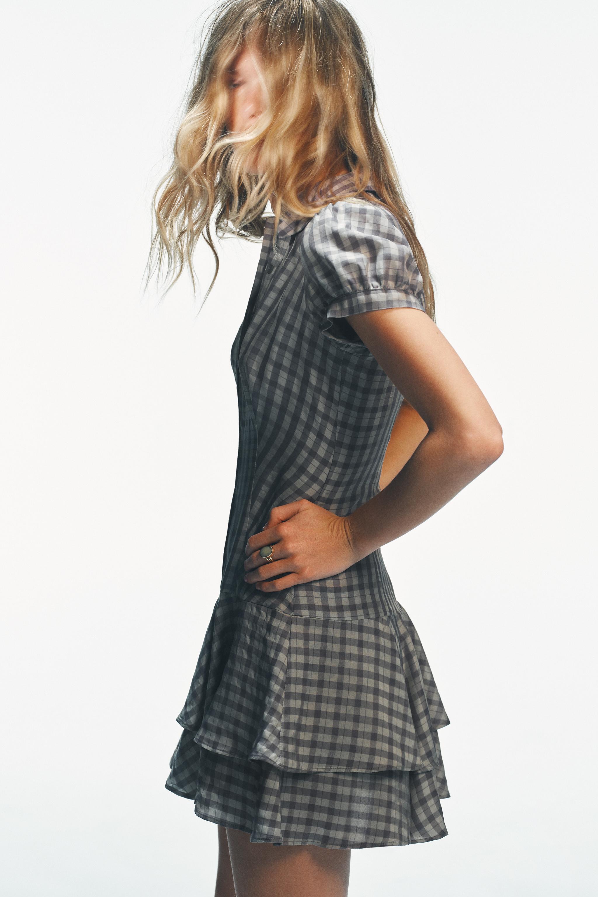 PLAID RUFFLED SHORT DRESS